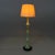 Italian Art Deco floor lamp in green opaline glass with fabric lampshade, 1930s Floor lamp with a white-beige fabric...