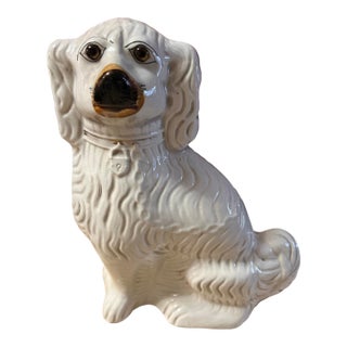 Antique Decorated Staffordshire Spaniel Dog, Circa 1860's For Sale