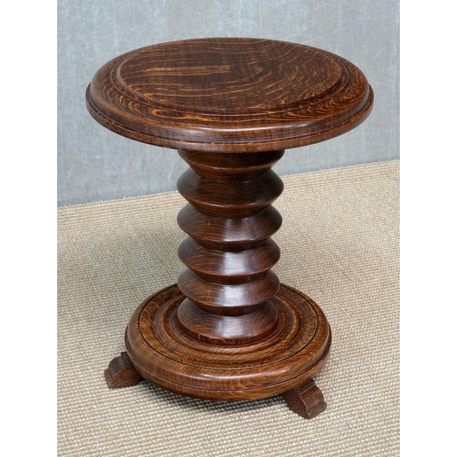 Small Sculptural Side Table in Oak attributed to Charles Dudouyt, France, 1950s For Sale - Image 6 of 8