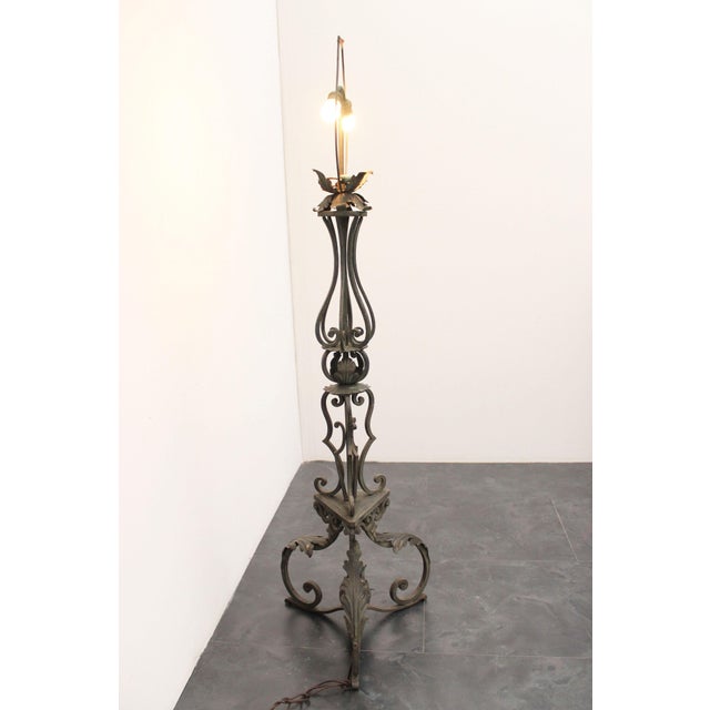 Baroque Antique Wrought Iron Floor Lamp, 1890s For Sale - Image 3 of 18
