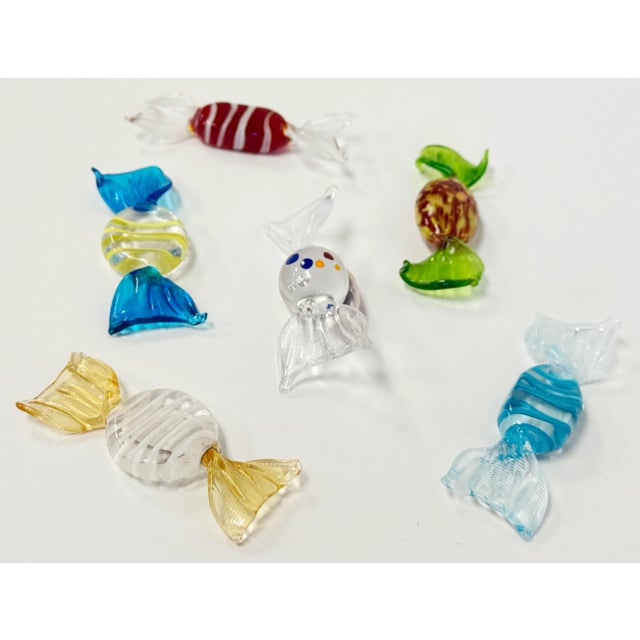 Figurative Vintage Colorful Murano Blown Glass Wrap Candies, Set of 6 For Sale - Image 3 of 5