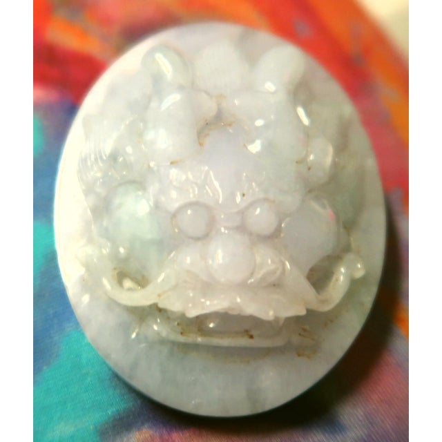 Gemstone Jade Dragon Paperweight in High Relief, Natural Green/Lavender Jade For Sale - Image 7 of 7