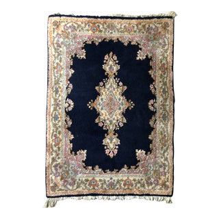 Kerman Blue and Pink Semi Antique Persian Rug For Sale