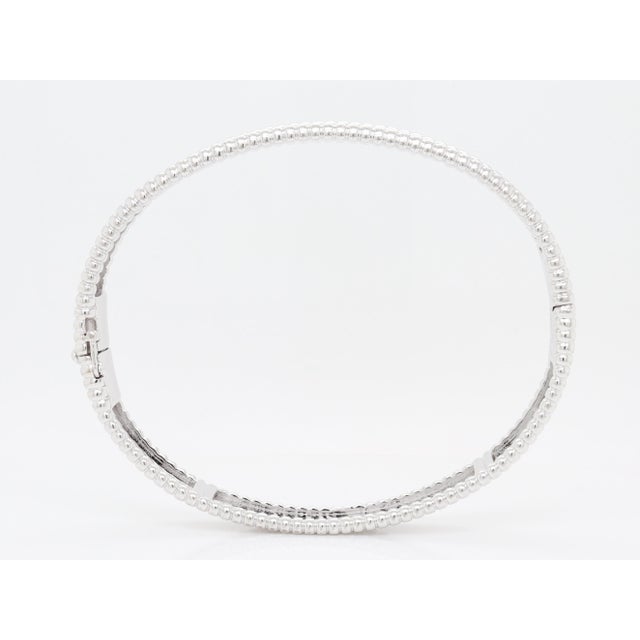 Van Cleef & Arpels Vca 18k White Gold Perlée Signature Bracelet, Medium Model For Sale - Image 11 of 15