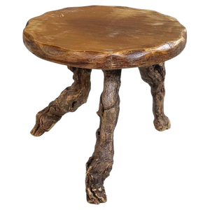 Mid-Century Italian Organic Rustic Round Coffee Table in Wood and Branches, 1950s