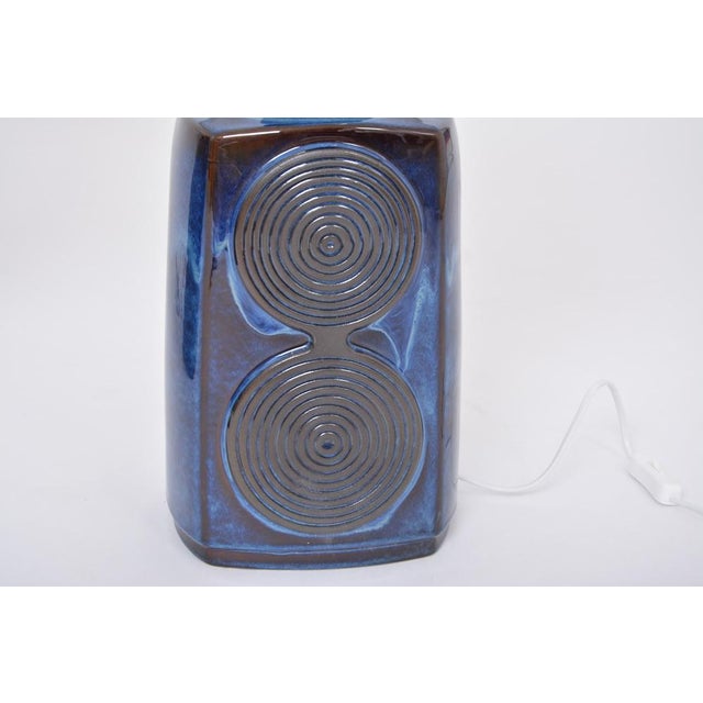 Ceramic Mid-Century Blue Model 3461 Table Lamps by Einar Johansen for Soholm, 1960s, Set of 2 For Sale - Image 7 of 16
