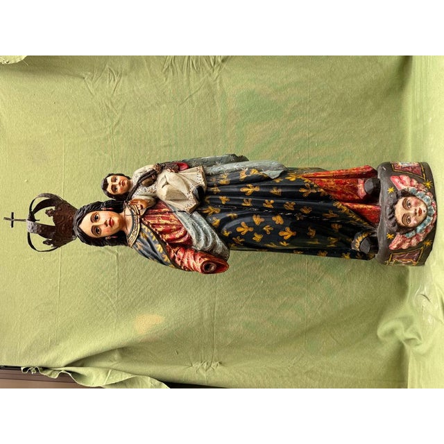 Virgin and Child, polychrome wood carving, colonial school, 18th century This sculpture of the Virgin and Child, carved...