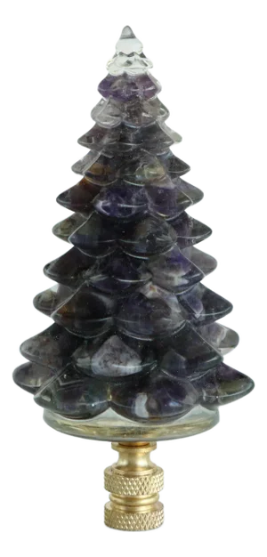 Amethyst Christmas Tree Lamp Finial on Brass Hardware