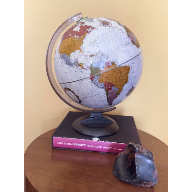 Vintage 12-inch Replogle Traveler Globe produced in the 1990s. Political world map with blue oceans and raised relief...