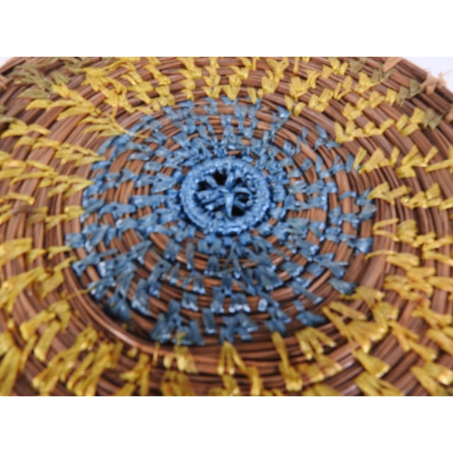Tan Vintage Chinese Round Pine Needle Basket For Sale - Image 8 of 9