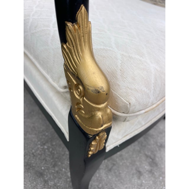 Vintage Ethan Allen Neoclassical Black & Gold Accent Armchair For Sale - Image 11 of 12
