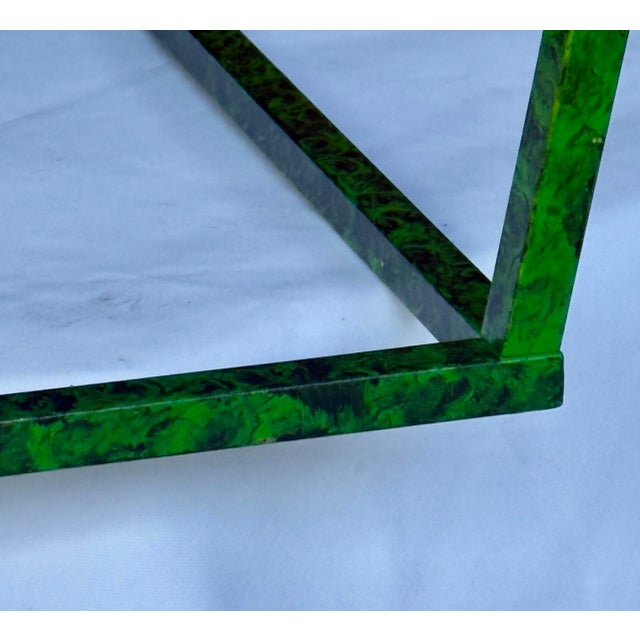 Metal Contemporary Tony Duquette Style Faux Malachite and Hand Gilt Lantern Chandelier by Turtle and Crane - Newly Painted For Sale - Image 7 of 12