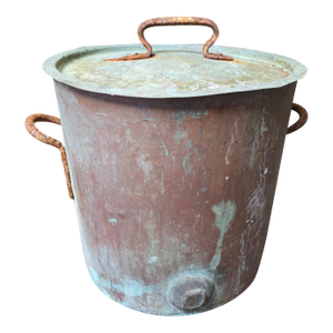 Large Antique Bramhall Deane and Co Copper Stock Pot With Lid 16 Inch Industrial Kitchen Decor