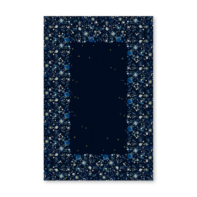 Solaris Stars European Blue Linen Large Tablecloth | Lizzet Frausto For Sale - Image 9 of 10