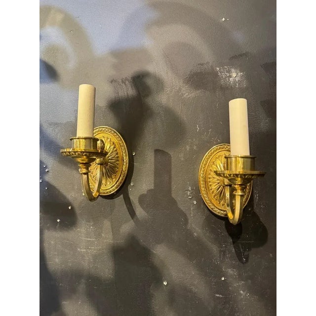 1920 Gilt Bronze One Light Sconces - a Pair For Sale - Image 4 of 5