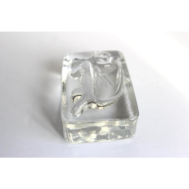 Mid-Century Modern Mid Century Modernist Glass Cat Paperweight Modernist Art Glass Cube, Scandinavian Style For Sale - Image 3 of 10