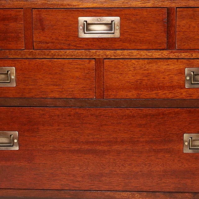 Wood Antique British Colonial Campaign Chest of Drawers For Sale - Image 7 of 9