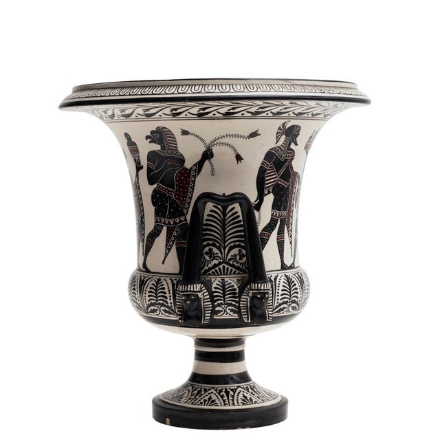 Vintage ceramic krater painted with Pompeian scenes, Italian manufacture, 20th century Very good condition.