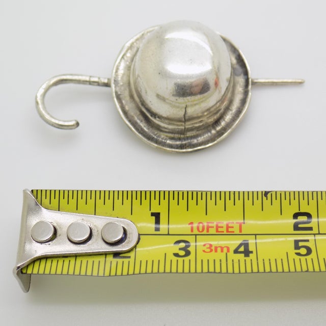 Vintage Italian Handmade Genuine Silver Hat & Stick Dollhouse Miniature Solid Figurine For Sale - Image 10 of 10