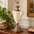 Hollywood Regency Vintage Neoclassical Faux Marble Ceramic & Brass Urn Table Lamp For Sale - Image 3 of 12