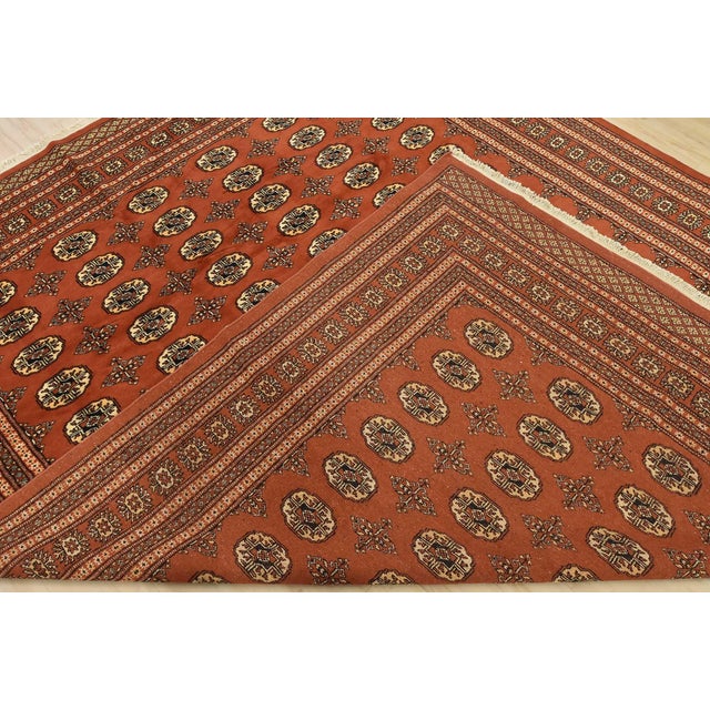 Bokhara Rug 8’4” X 10’2” Orange Wool Tribal Hand-Knotted Oriental Carpet For Sale - Image 13 of 14