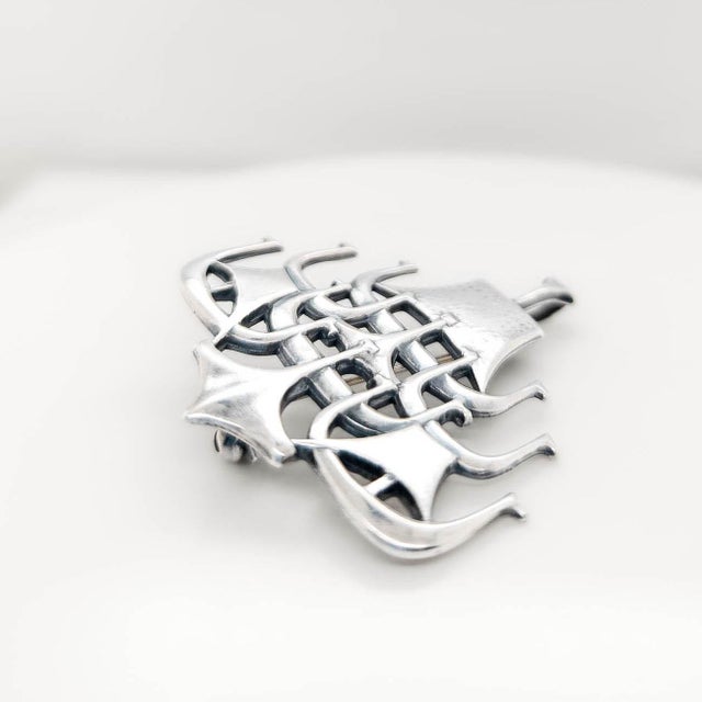 Bjørn S. Østern David Andersen Modernist Sterling Silver Longship Brooch/Pendant For Sale - Image 14 of 15