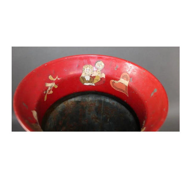 Scarlet 1920s Decoupage Folk Art Decorated Antique Dairy Farm Milk Jug For Sale - Image 8 of 10