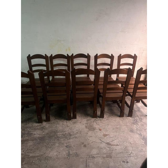 Brutalist Wooden Chairs, 1970s, Set of 10 For Sale - Image 13 of 14