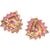 Modern 14 Karat White and Yellow Gold Button Ruby Earrings With Diamonds For Sale - Image 3 of 7