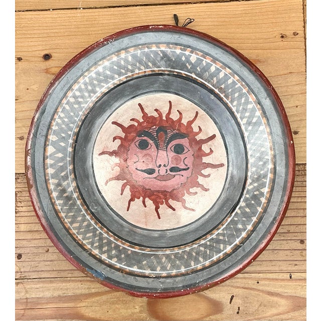Vintage Hand Painted Sun Plate For Sale - Image 11 of 12