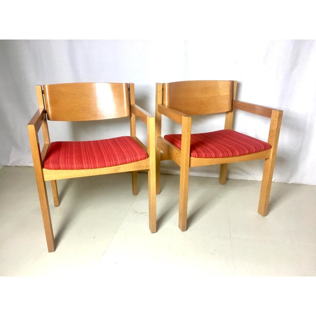 Harvey Probber Bent Wood Beech Large Armchairs Pair For Sale - Image 10 of 11