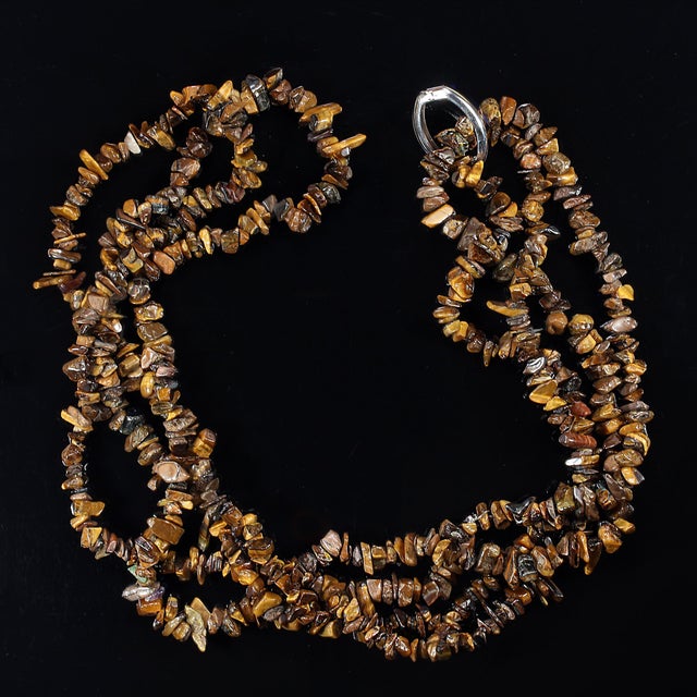Ajd Two 34 Inch Infinity Chatoyant Tiger's Eye Chip Necklaces Great Gift For Sale - Image 4 of 6