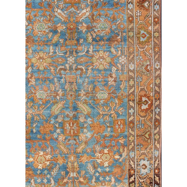 Botanical design Persian Malayer antique rug in blue, rust, and orange tones, Keivan Woven Arts / rug sus-1807-238,...