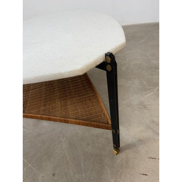 Vintage Italian Coffee Table in Granite and Rattan, 1960s For Sale - Image 12 of 14