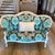 Vintage French Louis XVI Settee in Designer's Guild Fabric For Sale - Image 4 of 8