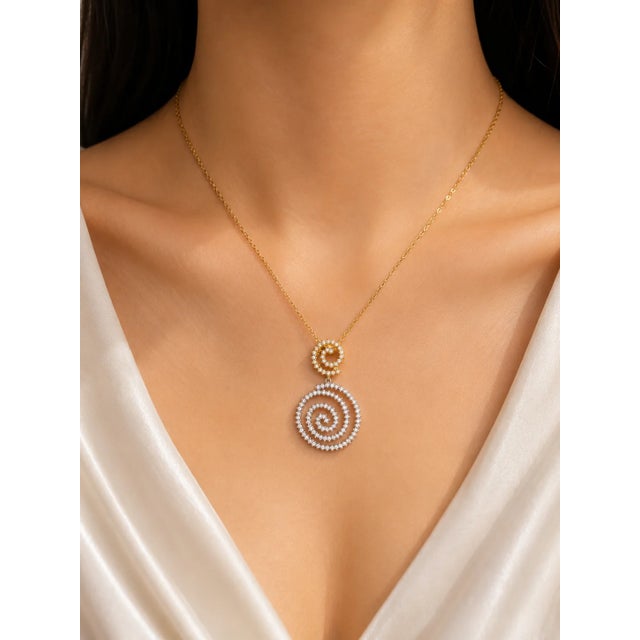 Modern Late 20th Century 14K White Yellow Gold Diamond Slide Pendant For Sale - Image 3 of 3