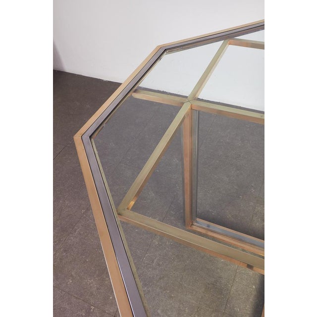Octagonal Brass Table by Renato Zevi, 1970s, in Flawless conditions. Designed 1970 to 1979