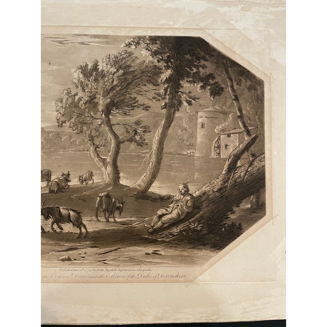 English 1774 Claude Lorraine Mezzotint Landscape From the Collection of the Duke of Devonshire For Sale - Image 3 of 5