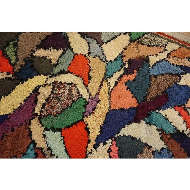 Great Red Border Color and Multi Color Background Vintage American Hooked Rug For Sale In New York - Image 6 of 13