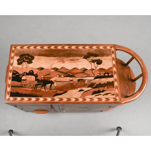 Art Deco Style Italian Marquetry Bar Cart For Sale In Orlando - Image 6 of 12