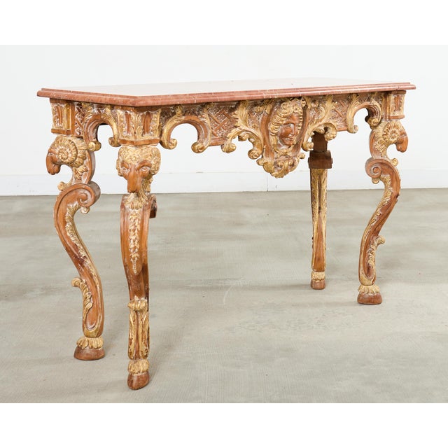 Baroque Italian Baroque Style Marble Top Console Table For Sale - Image 3 of 18