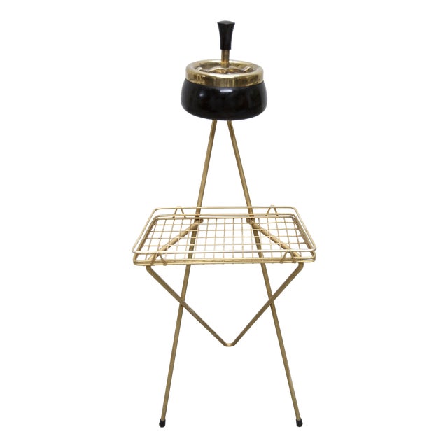 Vintage Tripod Ashtray in Gilded Brass, 1960s For Sale
