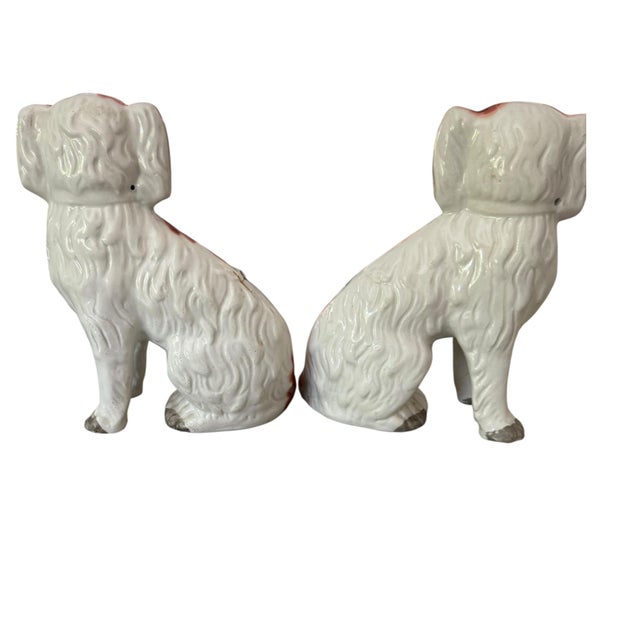 Vintage Staffordshire Ware English Spaniel Dogs 8" Tall - A Pair For Sale - Image 9 of 14