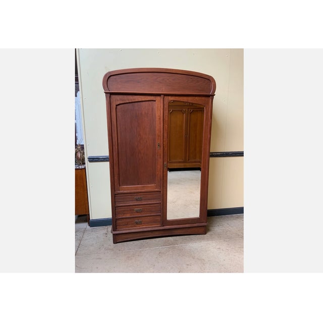 Antique Art Nouveau Linen Wardrobe, 1910 For Sale - Image 9 of 9