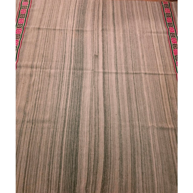 Vintage Handwoven Andean Wool Poncho Textile With Traditional Woven Borders For Sale - Image 4 of 6