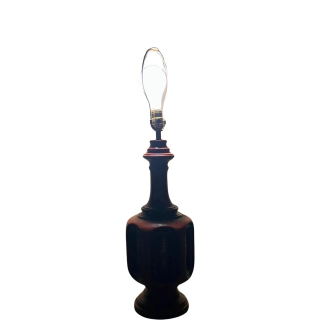 Great heavy wood statement piece to light up any space. No shade - so you may style it to fit your unique home. very heavy!