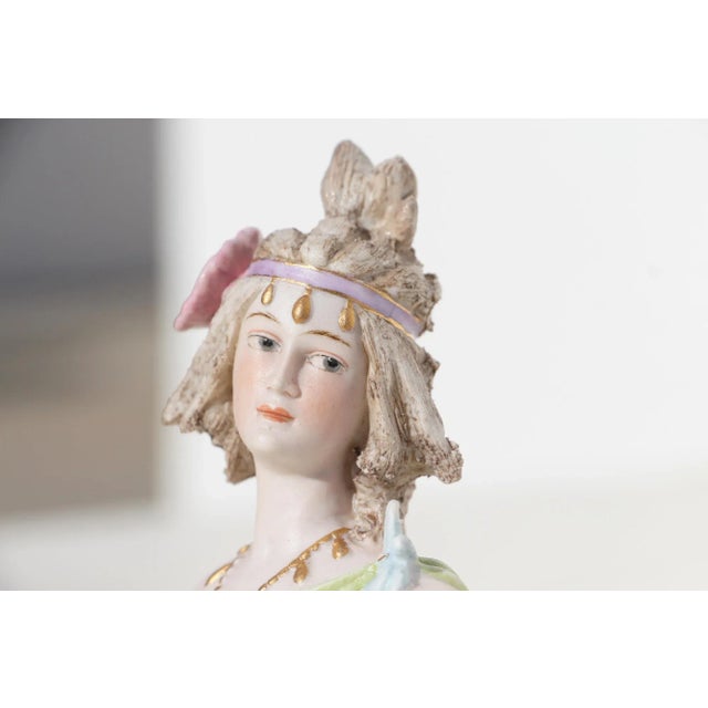 1900s Art Nouveau Small Woman Bust, Bisque Porcelain, Germany For Sale - Image 6 of 13