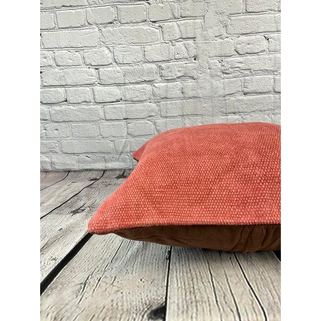 20 x 20 Hemp Pillow Turkish Cushion Natural Pinkish Red Pillow Cushion Cover For Sale - Image 4 of 4