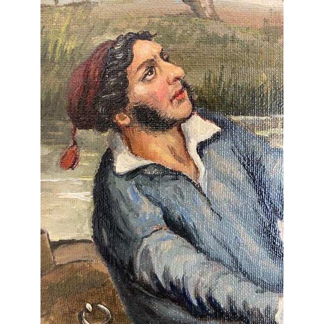 J. Guëble, Figure on Lake, 20th Century, Oil on Canvas For Sale - Image 5 of 13