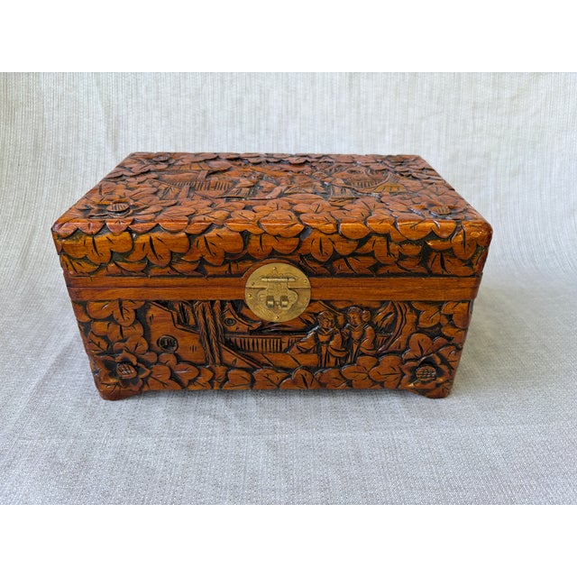 Vintage Chinese Camphor Carved Chest Box For Sale - Image 17 of 17
